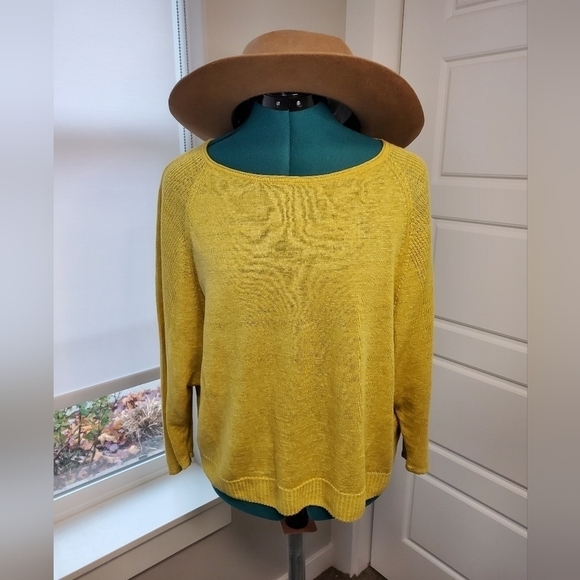 Poetry Sweaters - POETRY 100% LINEN MUSTARD YELLOW SWEATER LIGHTWEIGHT WOMEN SIZE 4 FALL HARVEST